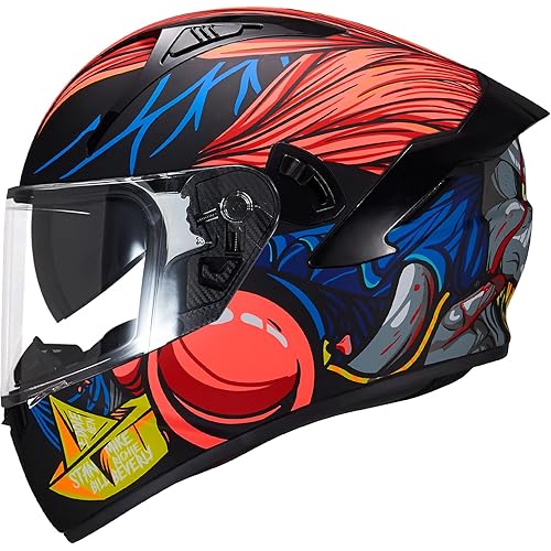 VCOROS Full Face Dual Visor Motorcycle Helmet for Adults Motorbike Street Bike Racing Helmets X9 DOT Approved with Black Visor