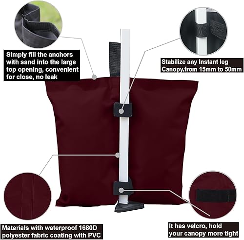 Miniatura 3 de ABCCANOPY - Bolsas de arena para toldos, paquete de 4 unidades (borgoña)
