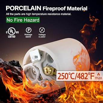 E26 Socket,Ceramic Standard Medimun Screw Socket E26 E27 Bulb Lamp Holder,Screw Fixing for E26 Halogen Incandescent LED Light Bulb (8-Pack)