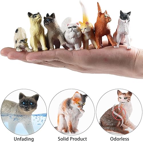 Miniatura 2 de 12 figuras de gato realistas, mini figuras de gato de plástico, juguetes en miniatura para pasteles, huevos de Pascua, regalo de cumpleaños de