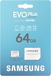 Samsung EVO Plus microSD Carte mémoire + Adaptateur, 64GB microSDXC, Vitesses jusqu'à 160 MB/s, UHS-I, C10, U1, V10, A1, Mettre à niveau le stockage pour les téléphones, tablettes, consoles de jeux, DSLR Appareils photo, PC, MB-MC64SA/AM