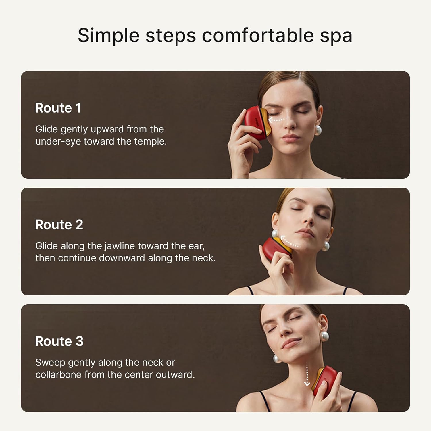 ZDEER LED Red Light for Face & Neck Massager Facial Care Device – Electric Gua Sha Brass Tool with Heat & Vibration for Firming, Sculpting & Skincare, Red - Image 5