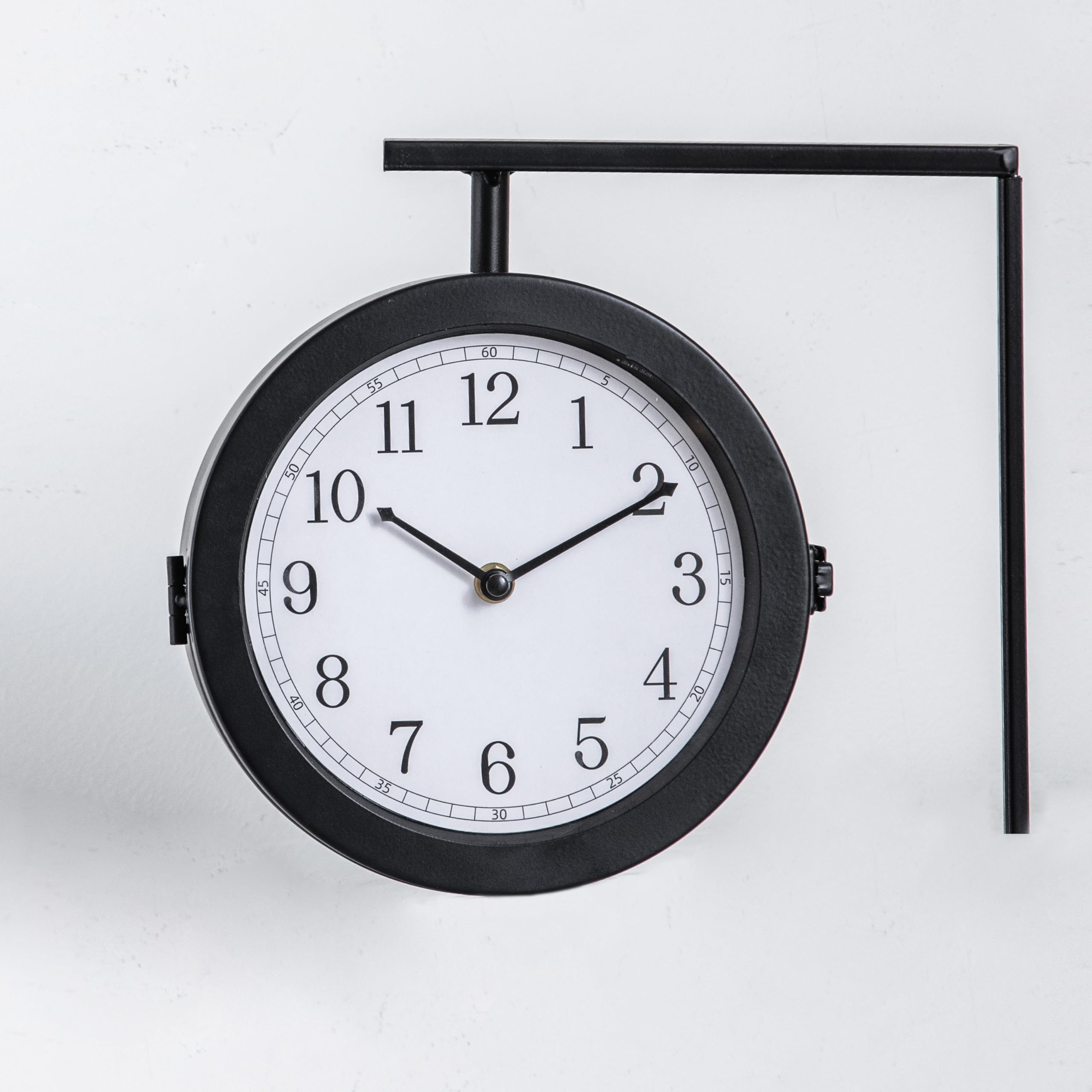 K&L Reloj de pared vintage metálico, sin tic-tac, 21 cm, doble cara, negro y blanco (aspecto steampunk, 28 x 25,3 cm)