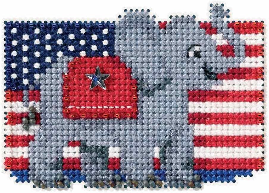Patriotic Red Beaded Counted Cross Stitch Ornament Kit Mill Hill 2016 Autumn Harvest MH181624