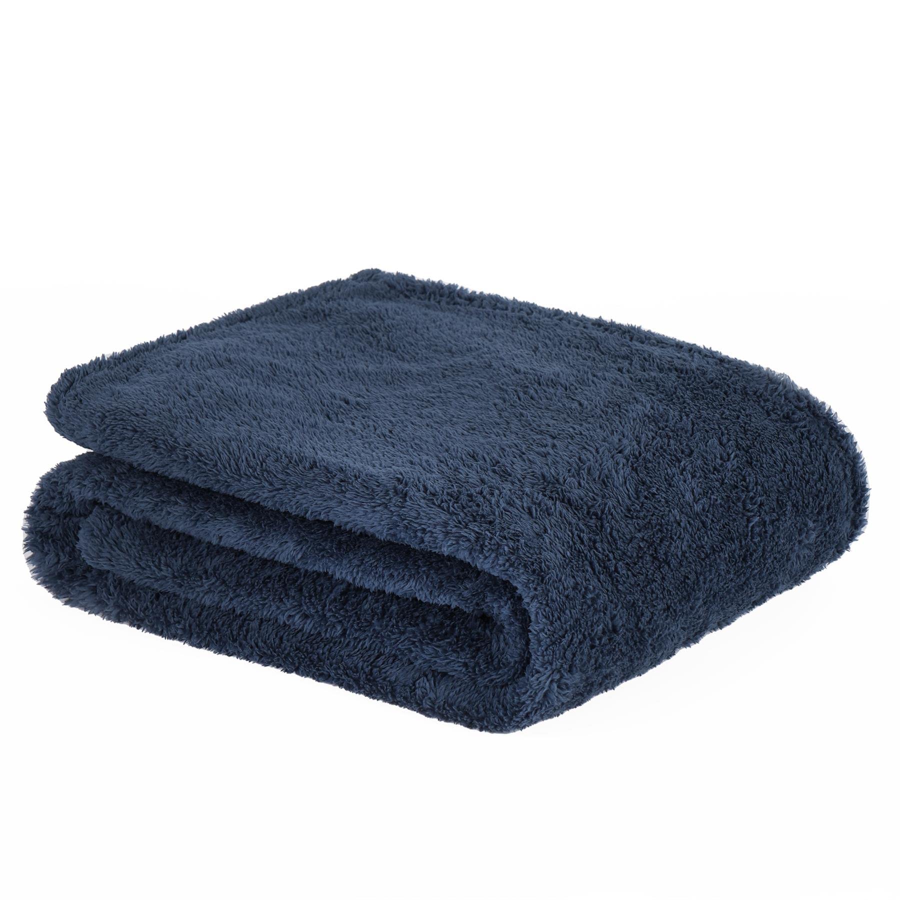 Brentfords Navy Blue Teddy Fleece Blanket Large Throw Over Bed Plush Super Soft Warm Sofa Bedspread, - 200 X 240Cm