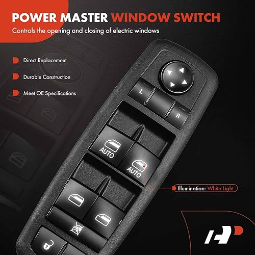 Miniatura 3 de A-Premium Interruptor de elevalunas eléctrico principal del lado del conductor delantero con 2 automóviles – Compatible con Jeep Cherokee 2014 Sport