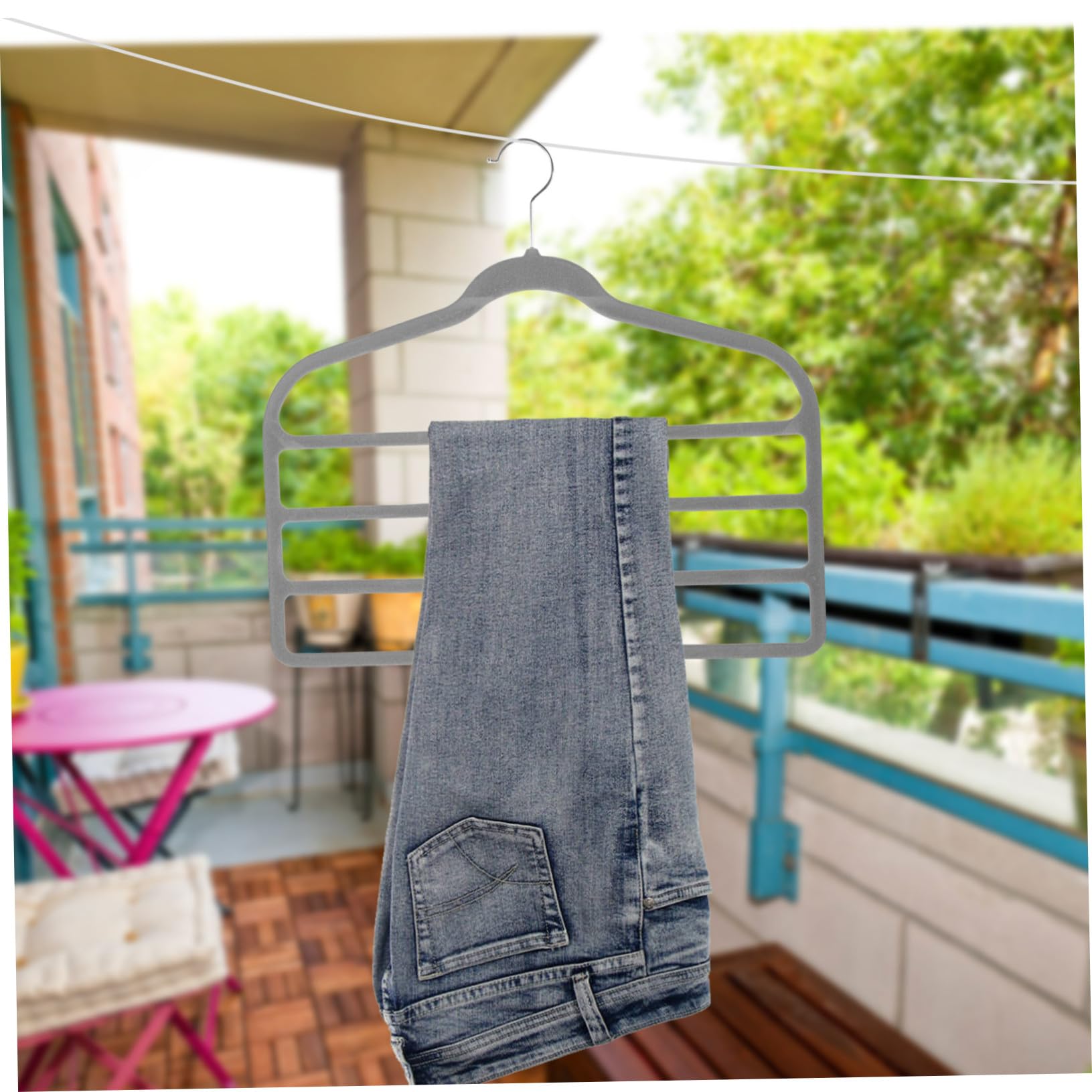10 Perchas para Pantalones Recubrimiento de Vellón Antideslizante, Ahorro de Espacio y Diseño Multicapa para Organización Hogar