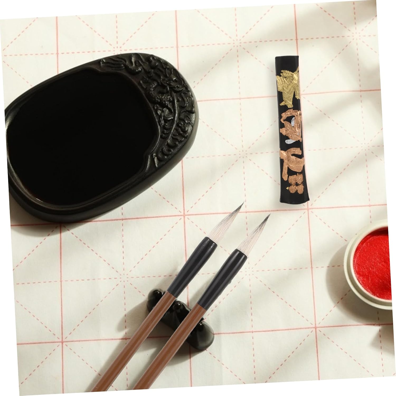 Chinese Calligraphy Set for Beginners Ink Brush Ink Stone Practice Paper Portable Writing Tools for Students Calligraphy Supplies