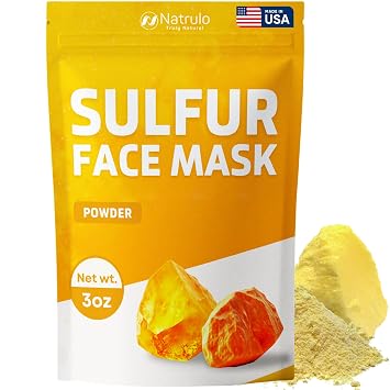 Sulfur Face Mask All Natural Brightening Facial Clay Mask Powder Glowing Skincare for Oily & Blemish-Prone Looking Skin Sulphur & Bentonite Clay Absorb Excess Oil and Cleanse Pores, Made in USA