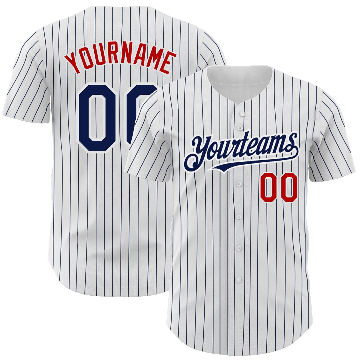 Generic Custom Pinstripe Baseball Jersey Printed Stitched Personalized Name Number Navy Blue Red White Baseball Shirt Women Men Youth