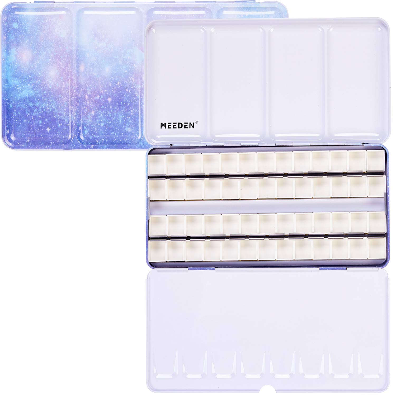 ATWORTH Empty Watercolour Tins Palette Paint Case Metal Box with 48 half pans for Watercolour Paints(Blue)