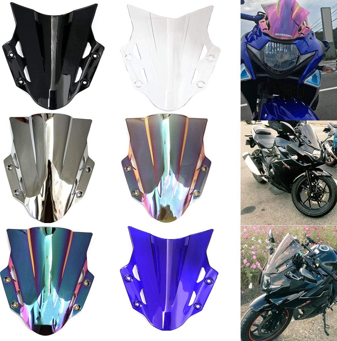 Motor Double Bubble WindScreen Autobike Wind Screen Windshield Wind Deflectors Motorcycle screen Airflow Fit For GSX250R GSX 250R 2017 (Black)