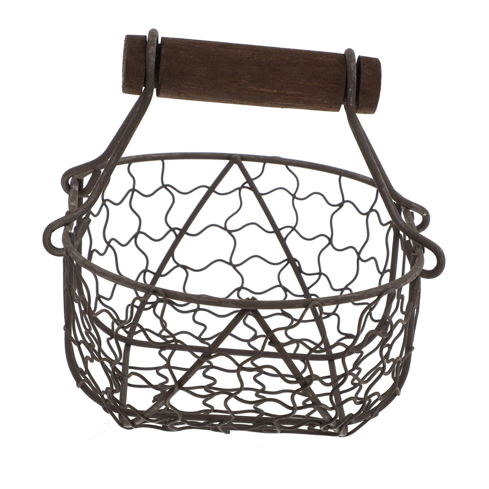 Panier de récolte en métal et bois vintage pour cueillette