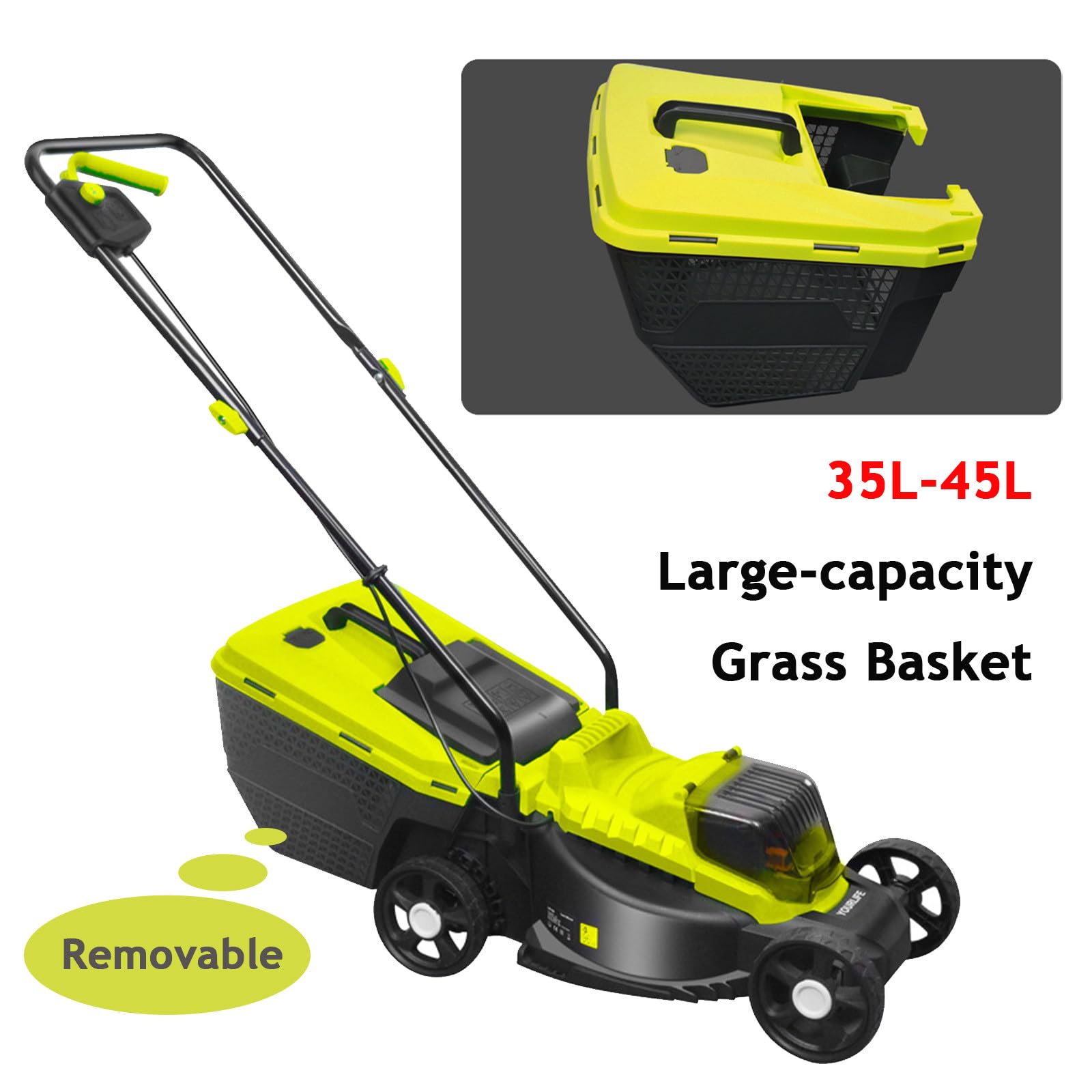 Cortacésped eléctrico, autopropulsado, inalámbrico, con 2 baterías de Litio de 4 Ah y Cesta recolectora de césped, Ajuste de 3 Alturas, para jardín.