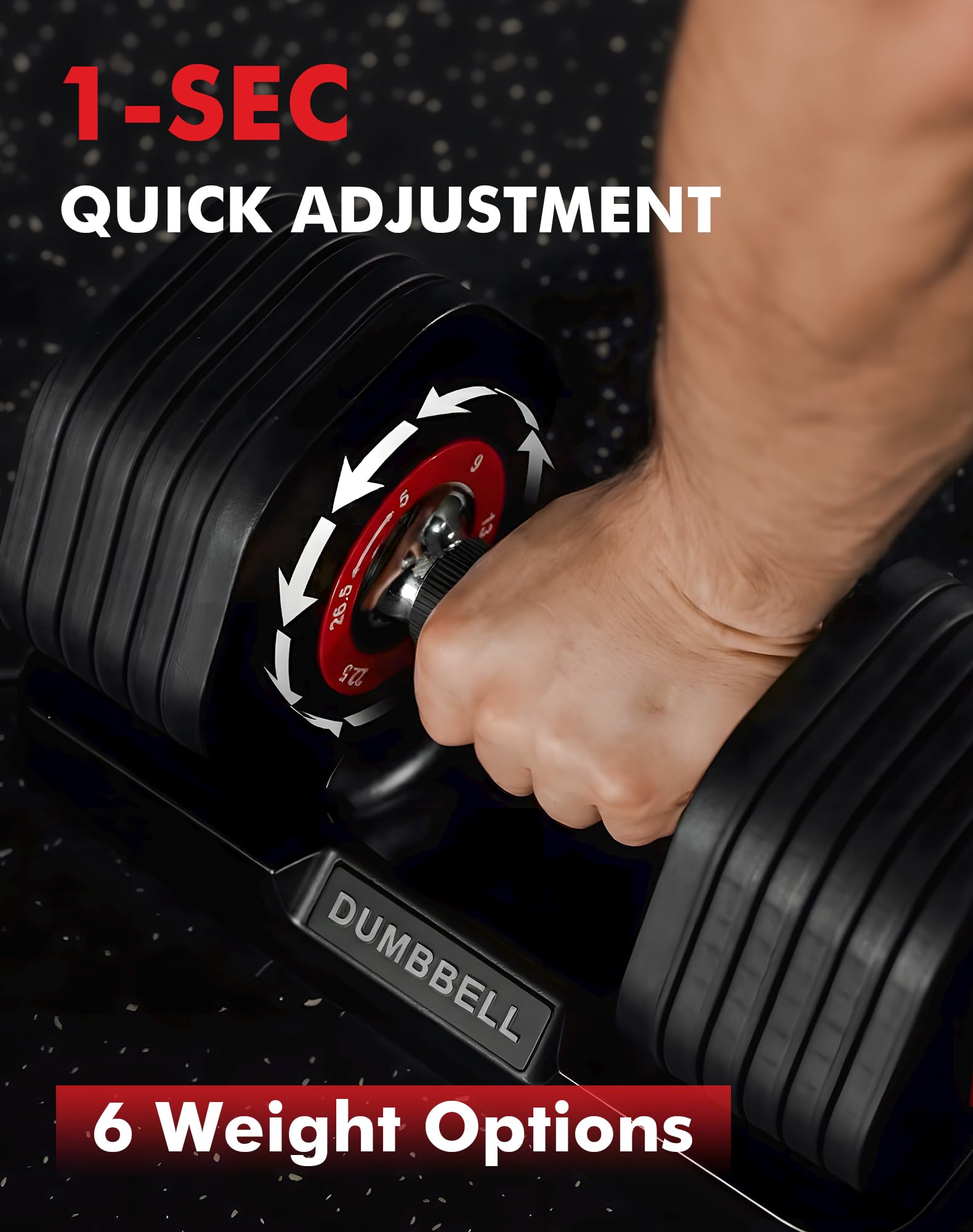 Hex Cageless Adjustable Dumbbell Set of 2, 26.5lbs Pair Weights Dumbbell Set with Storage Box, 6-in-1 Adjustable Weights with Anti-slip Grip, Weight Set For Home Gym Suit both Men and Women