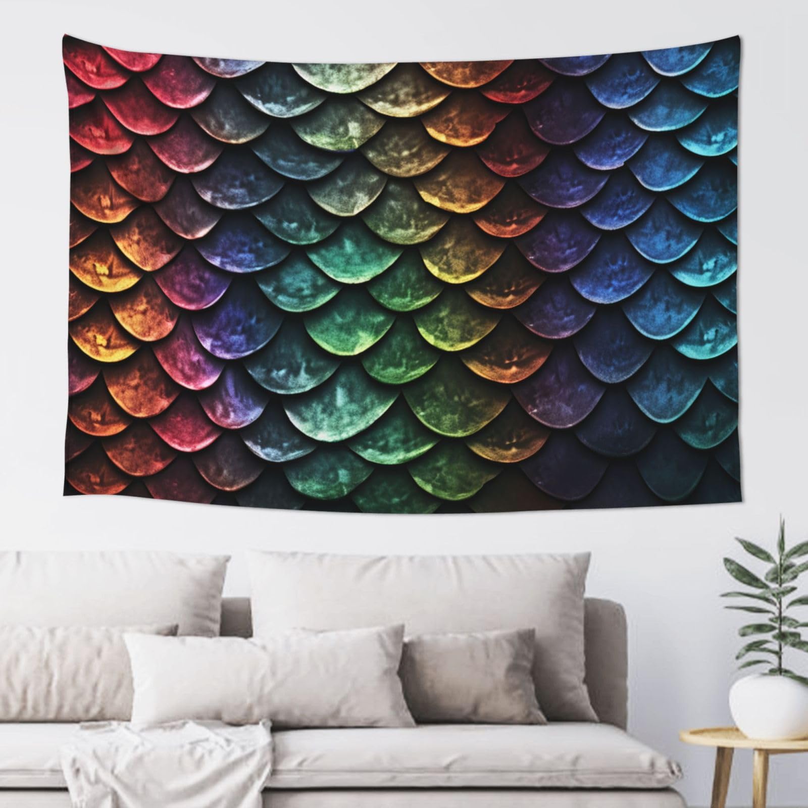 Fhebnds Black Dragon Scale Tapestry Wall Hanging Poster For Bedroom Aesthetic Wall Tapestries Banner Modern Wall Art For College Dorm Decor Wall Backdrop Blanket 60"X40"