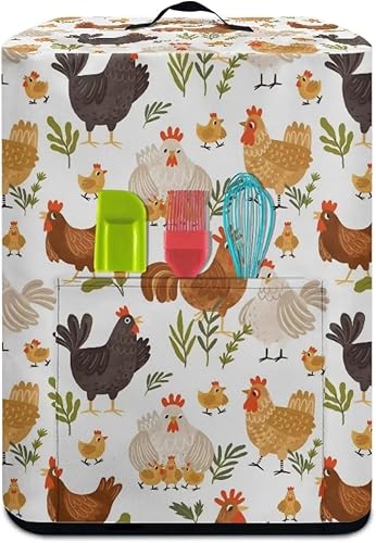 Miniatura 3 de DISNIMO Funda eléctrica para freidora de aire floral de pollo con bolsillo de almacenamiento y asa superior, a prueba de polvo y huellas dactilares