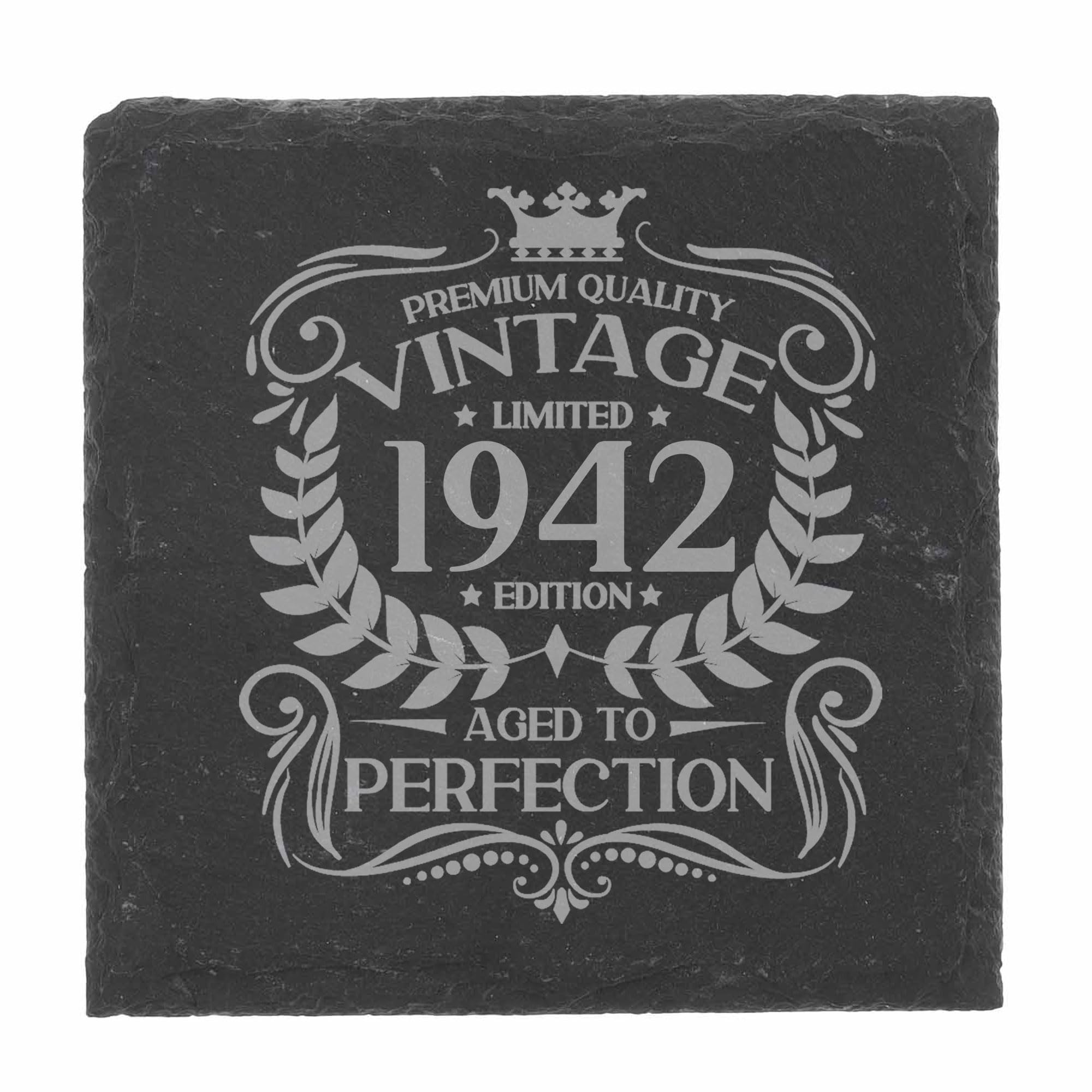 80th Birthday Gift for Men Vintage 1946 Aged to Perfection Engraved Slate Coaster Present for 80 Year Old Etched Natural Slate Placemat (Round Slate) — view 89