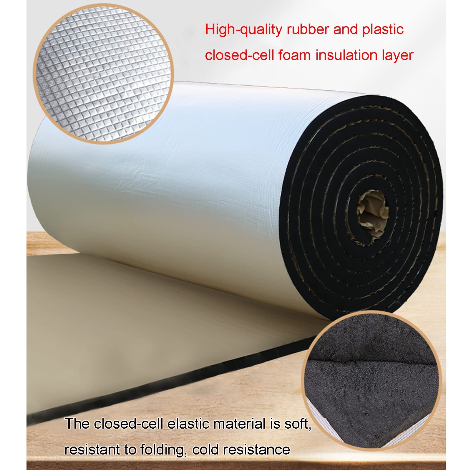 Stuoia Cotone Isolante Autoadesivo,Isolante Termico,Pannello Riflettente Termosifoni,Isolante Insonorizzante per Auto,Tampone silenziatore in Cotone Gomma-plastica,20mm（THk）,1 * 1M(1m²)