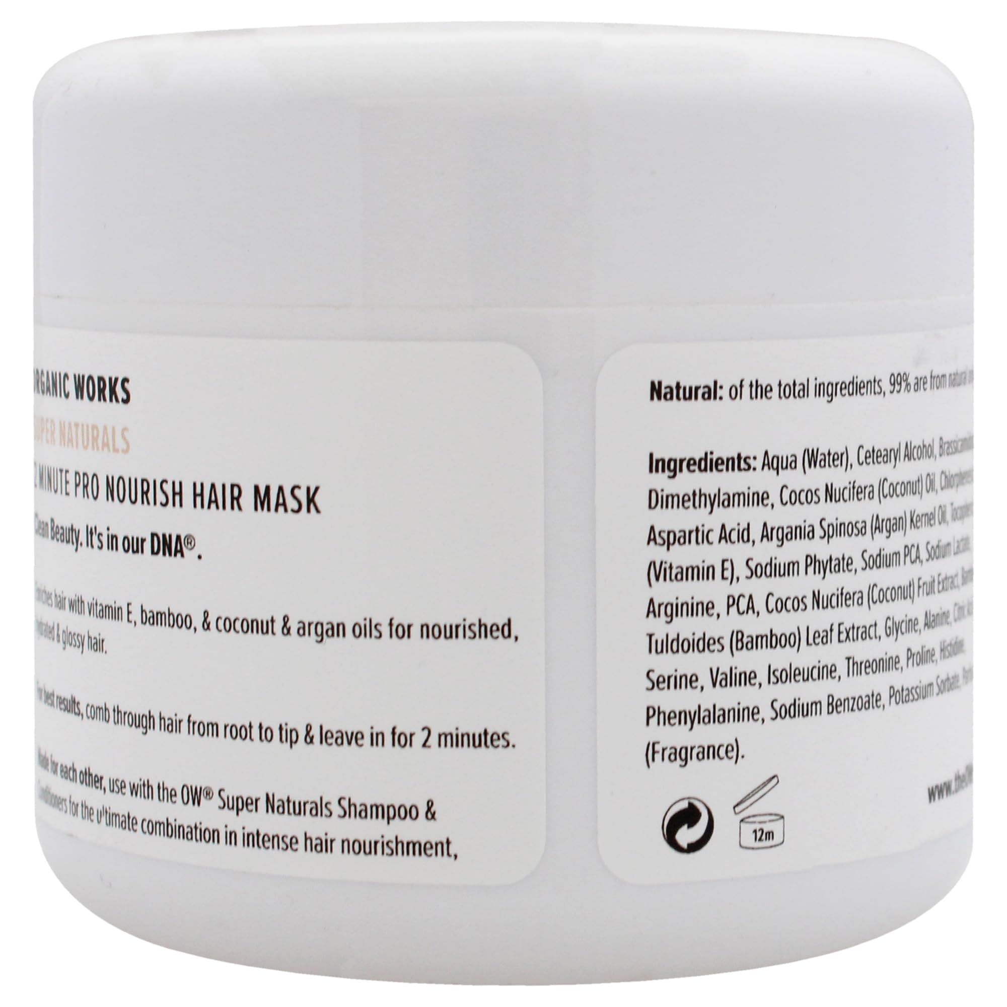 Organic Works Super Naturals 2 Minute Pro Nourish Hair Mask, Hydrating Hair Repair Treatment Infused with Natural Argan Oil - Image 2