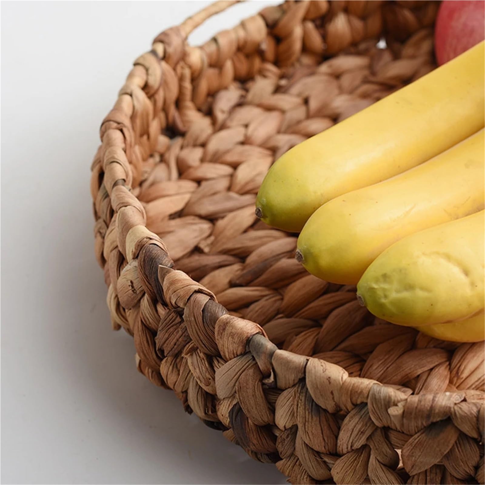 Bandeja de ratán Cesta de Mimbre Tejida a Mano for Frutas, té, Aperitivos, Pan, Bandeja Redonda for Guardar cosméticos(L)