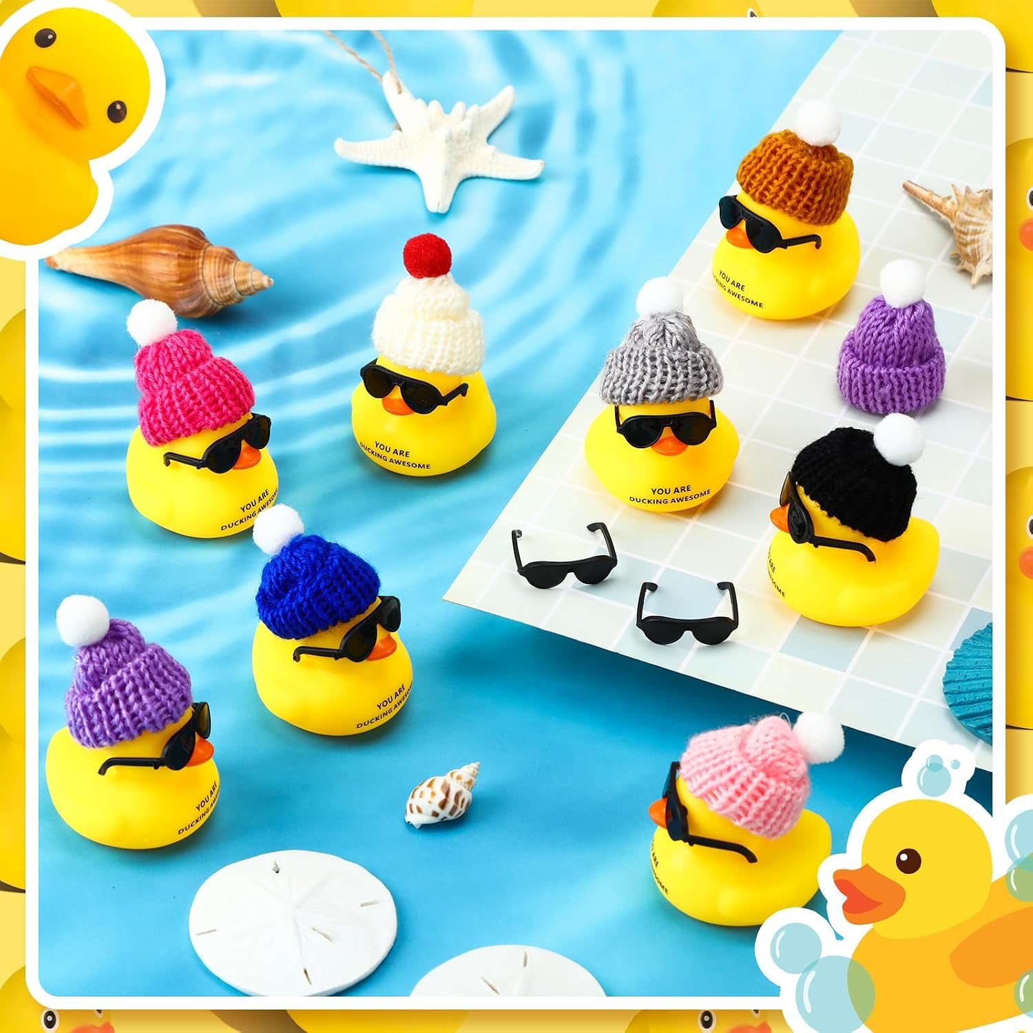 Wettarn 32 Sets Employee Appreciation Gift Bulk Mini Thank You Motivational Gifts You Are Awesome Bath Toys Cheer up with Glasses, Hats, Card and Organza Bag for Staff Team Coworker