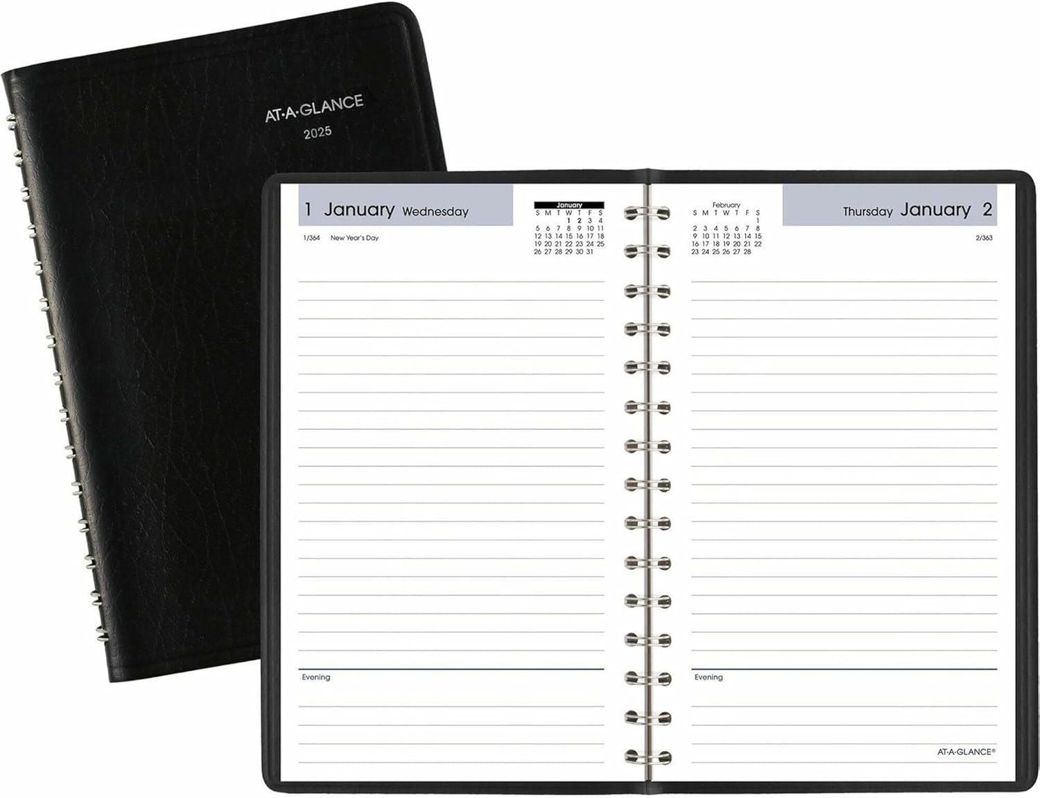 2022 Daily Planner by AT-A-GLANCE, 5" x 8", Small, DayMinder, Basic, Black (SK4600)