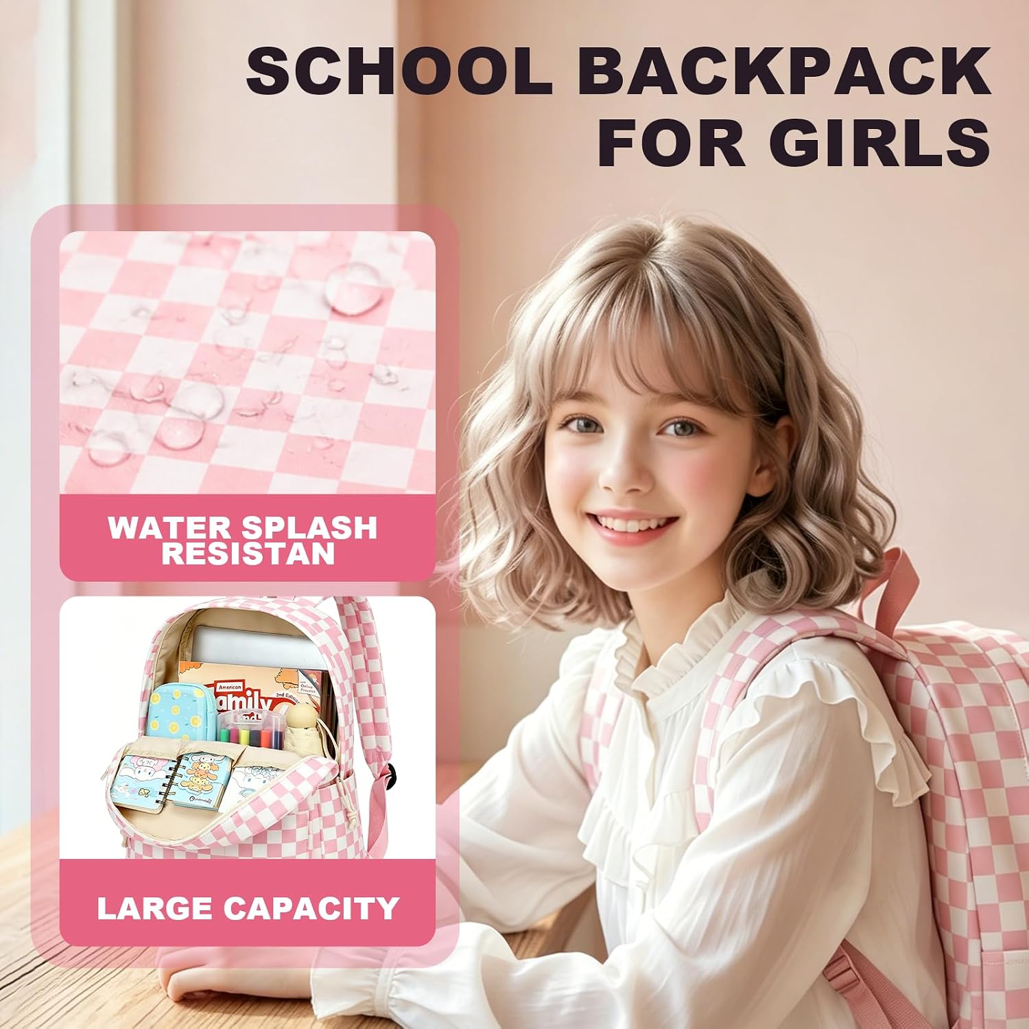 LEDAOU School Backpack for Teen Girls Lightweight 15.6 inch Laptop Bookbag for College Middle High School Women Casual Travel Daypack image 5