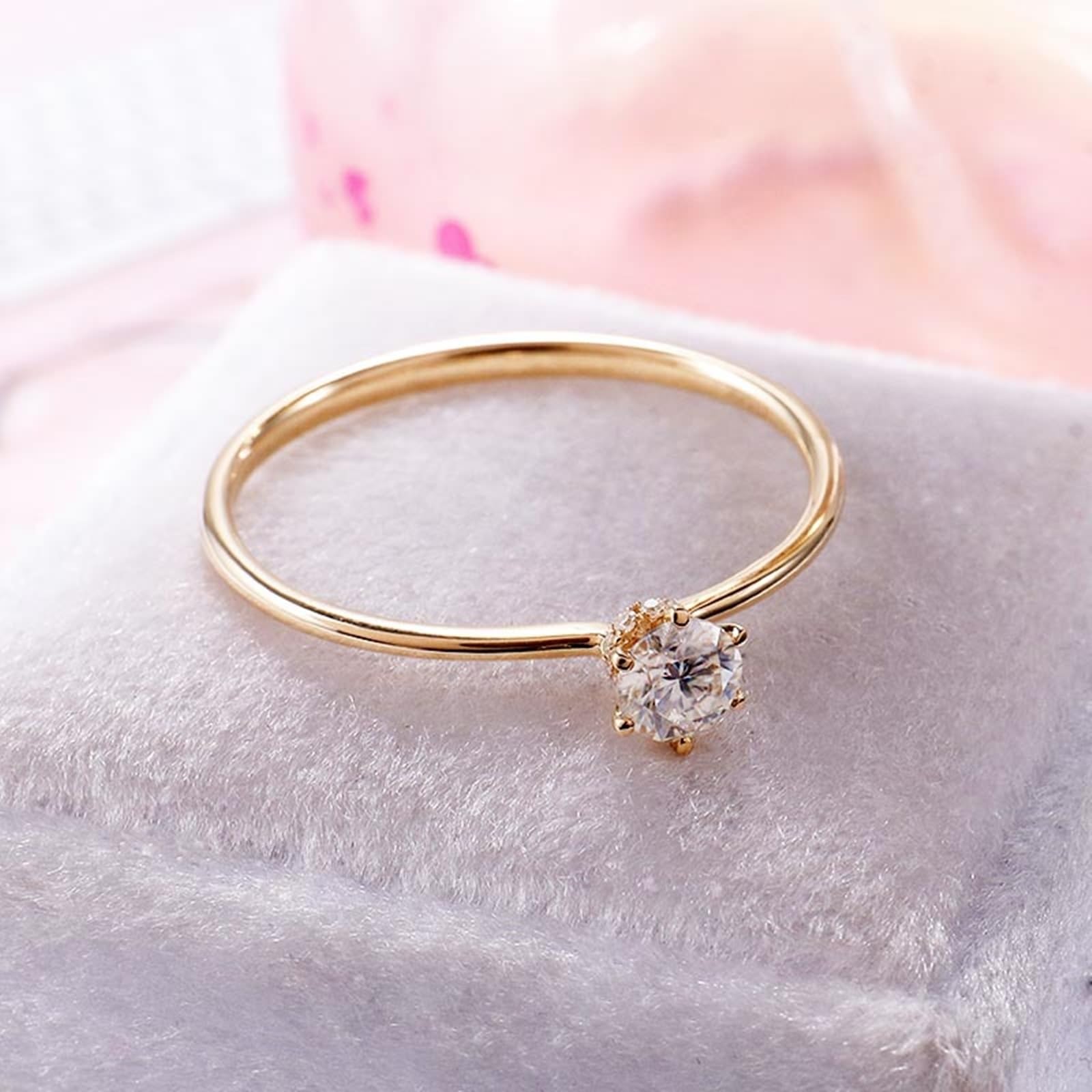Bague solitaire pour femme en or jaune 9 carats/14 carats/18 carats avec moissanite 1 carat