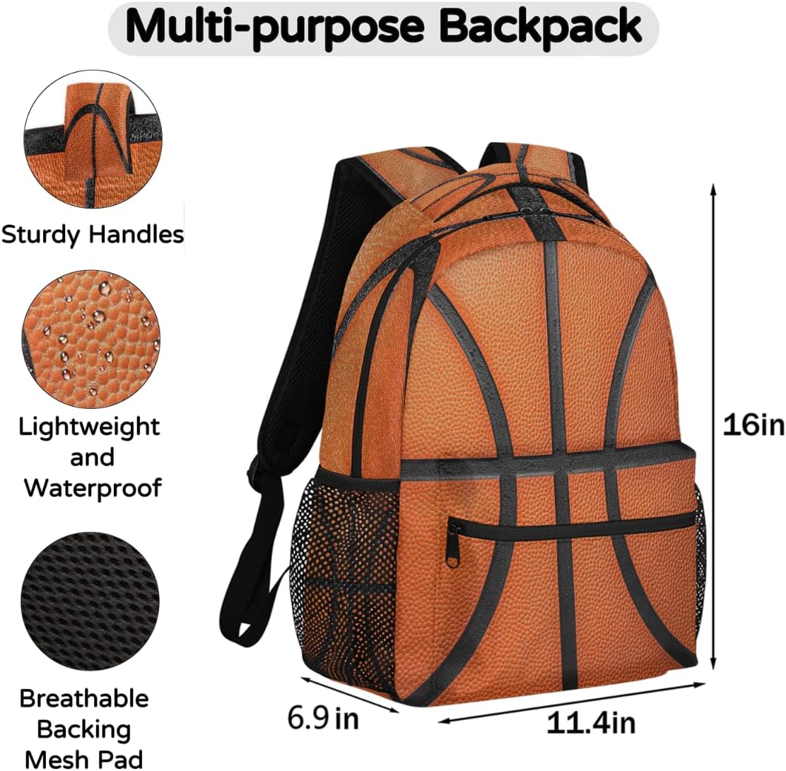 Art Basketball Skin Backpack for Women Men Kids 16 Inch Laptop Backpack Lightweight Travel Backpack Purse Casual Daypack School Backpacks for Girls Boys
