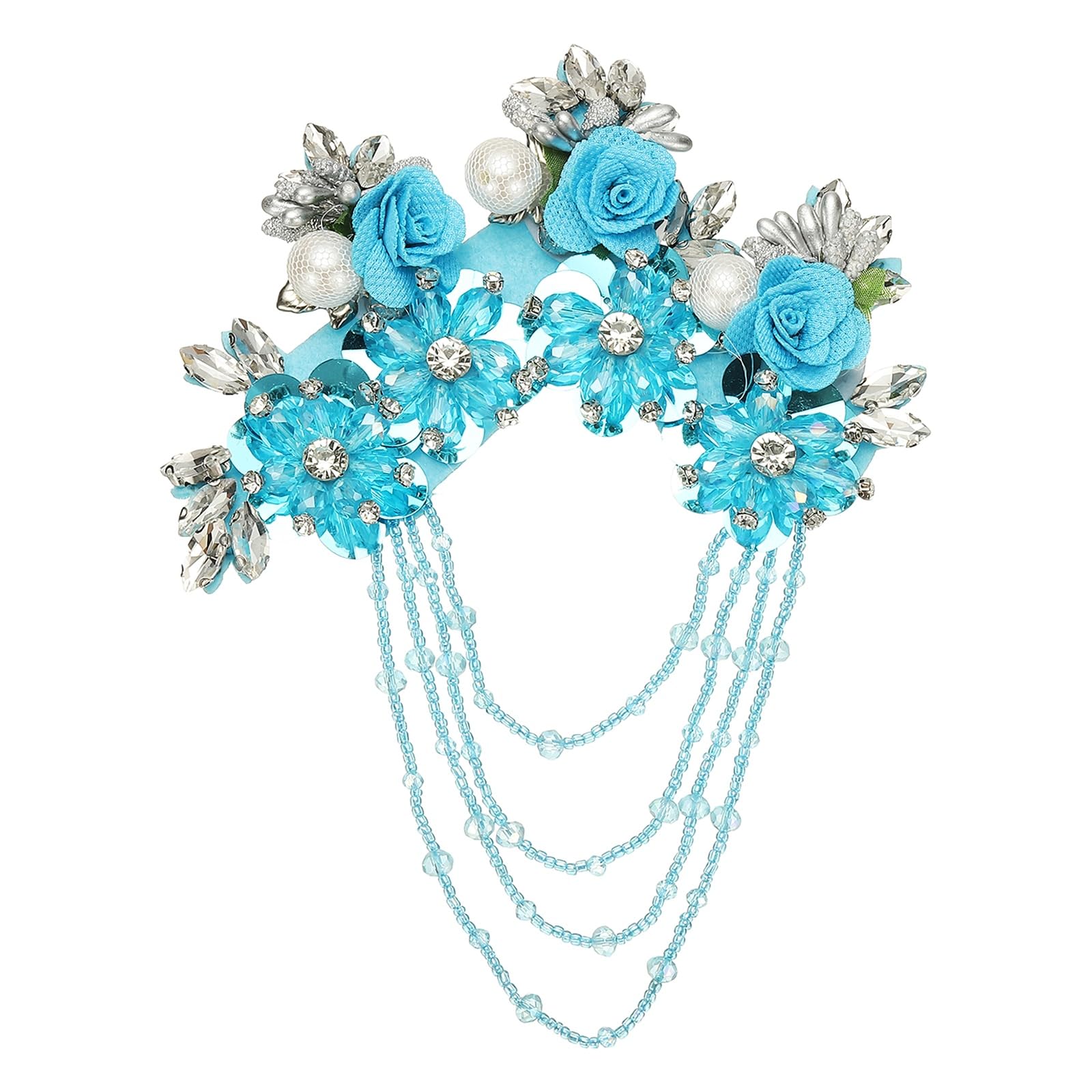Fleurs en strass bleu clair PATIKIL appliques 3D broderies à la main pour robe