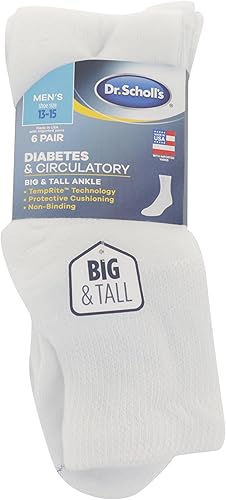 Vista 15 de Dr. Scholl's Calcetines circuladores y diabetes para hombre, paquete de 4 y 6 pares, control de humedad no vinculante Black - Crew (4 Pairs)