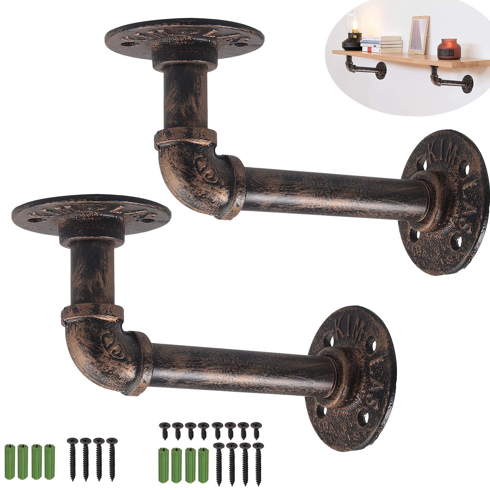 Industrial Pipe Shelf Brackets,Homgen 2Pcs Industrial Plumbing Pipe