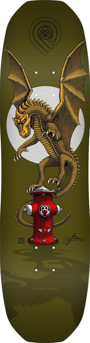 Andy Anderson Hydrant Tabla de skate de arce de 7 capas, verde, 8,4" x 32,03"