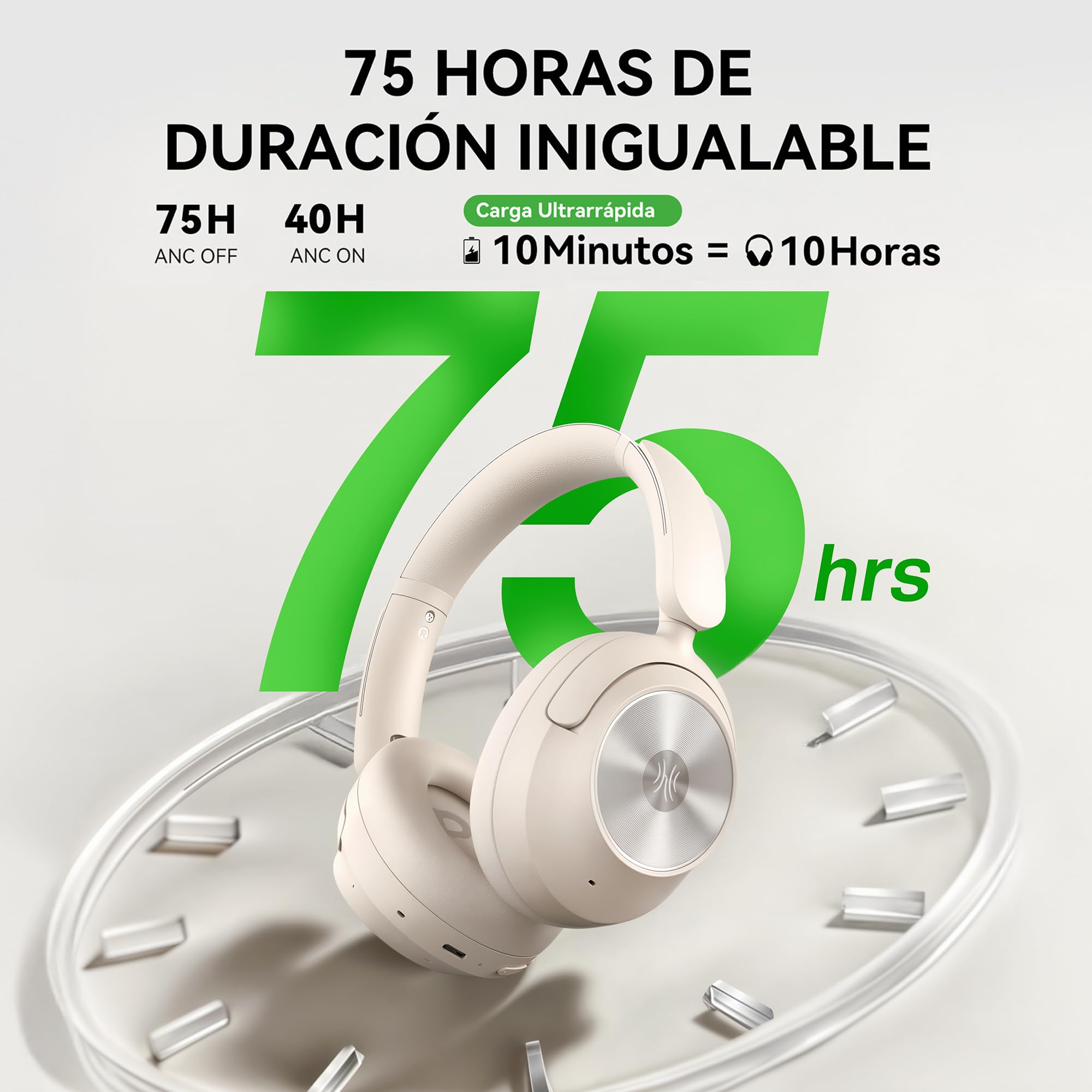 OneOdio Focus A6 Auriculares Híbridos con Cancelación Activa de Ruido, 75H | audio Hi-Res LDAC, bluetooth 6.0, app control, doble micrófono, cascos inalambricos diadema para viajes/oficina