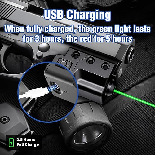 Miniatura 6 de Ideagle Mira láser para montaje en riel Picatinny de 0.827 in, aleación de zinc, vigas tácticas de bajo perfil para armas, recargable por USB, ligero