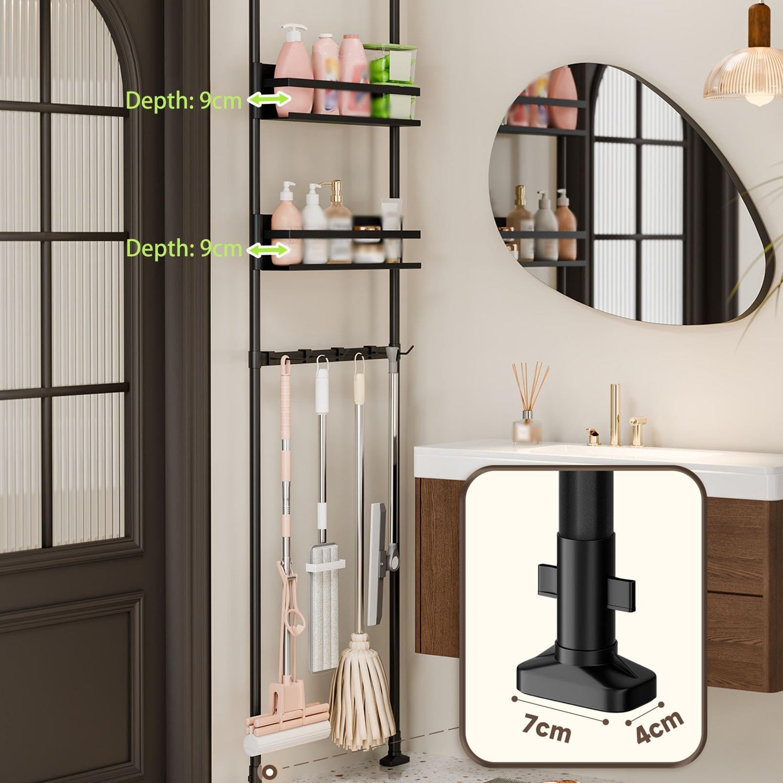 Scaffale Estensibile Con Asta Telescopica, Organizer