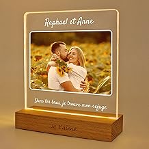 LASERO' Personalised Lamp with Photo – Personalised Gift Woman Man – Photo Frame Luminous Birthday Gift Girlfriend (Rectangular)