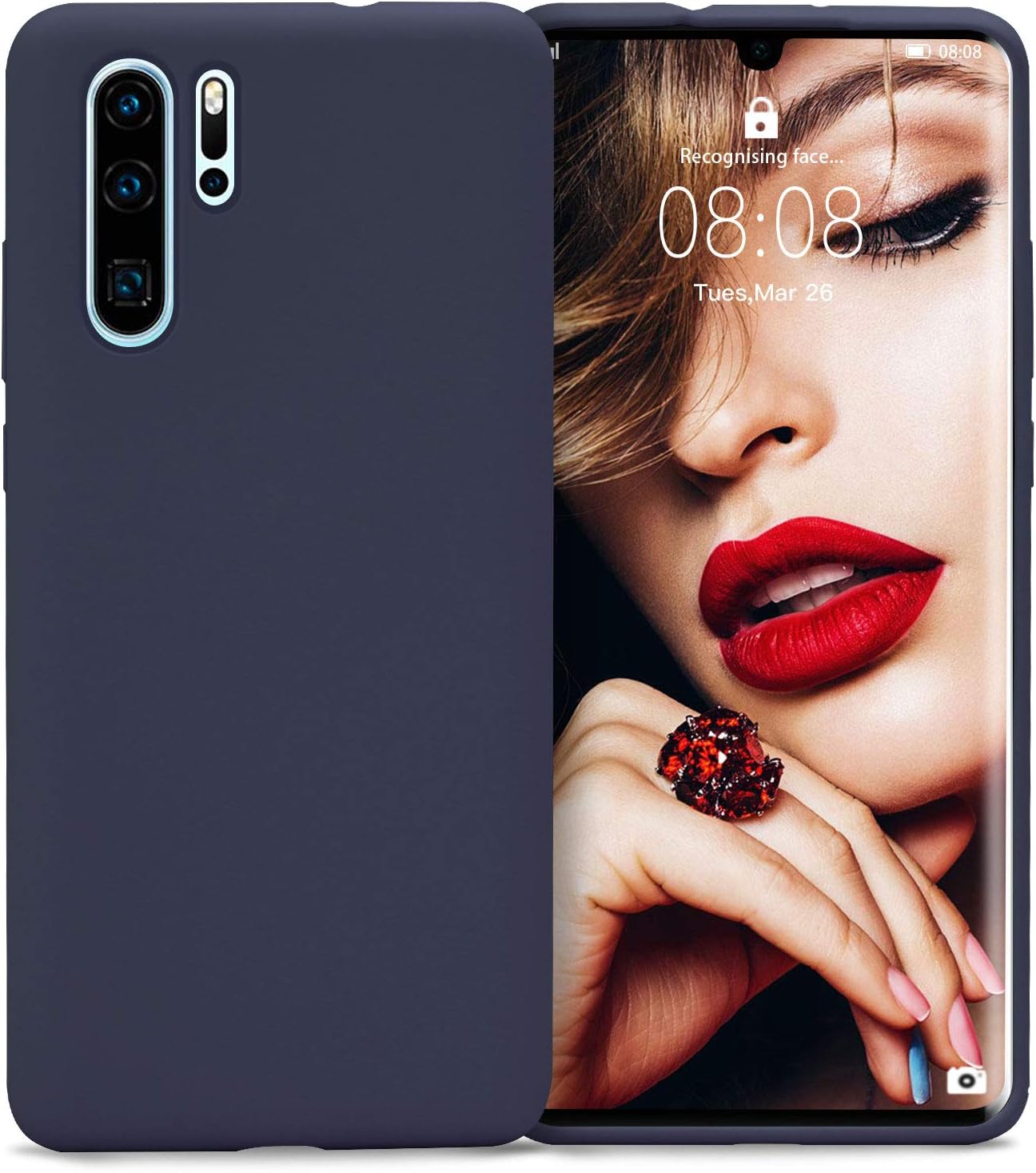 JASBON Case for Huawei P30 Pro, Silicone Full Protective Phone Official Cover for Huawei P30 Pro-Dark Blue