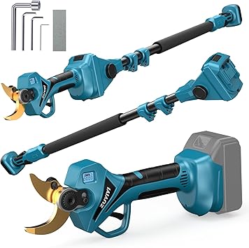 ZUYIYI 2-in-1 Cordless Pole Pruning Shears for Makita 18V Battery(NOT Included), 2.4" Cutting Dia...
