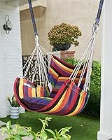 Vista 2 de Halalona Silla Hamaca Colgante Silla Hamaca Colgante Columpio de Cuerda 2 Cojines Incluidos - Columpio Hamaca Resistente y Duradera de Algodón Suave