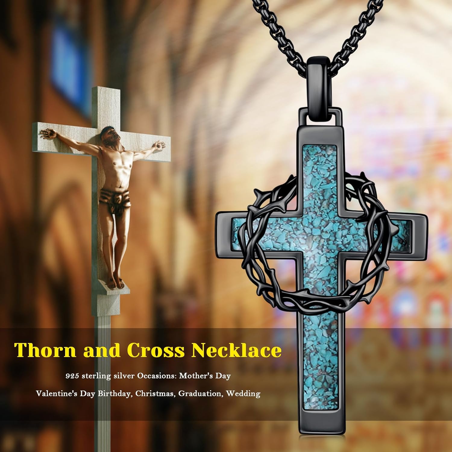 Cross Necklace for Men Women 925 Sterling Silver Crucifix Pendant Necklace Christian Jewelry Mother's Day Gifts Catholic Gifts for Men Women - Image 7