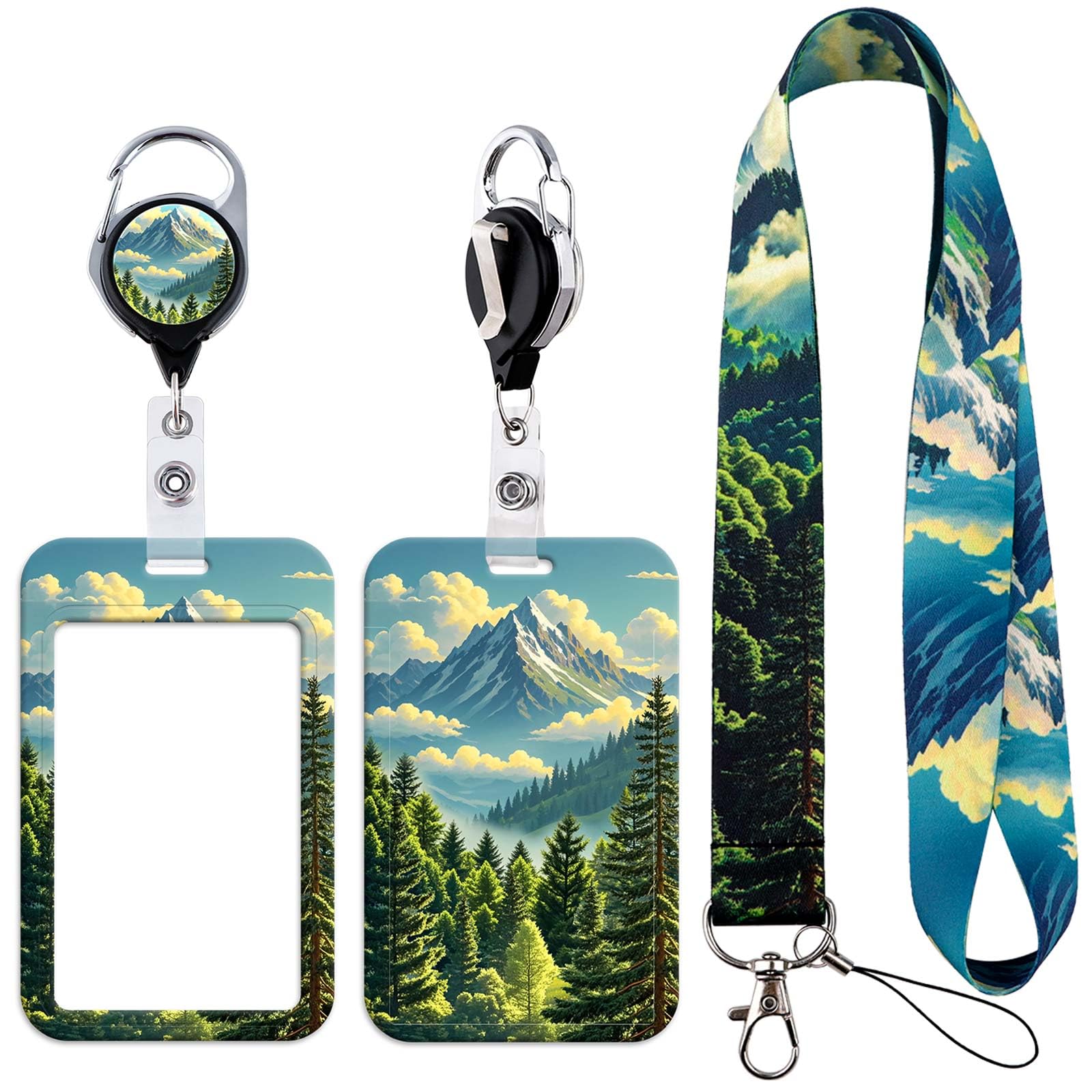 Cool Lanyard Retractable Badge Holder Reel Clip Heavy Duty Keychain Neck Lanyard for Keys Men Women Work ID Student Science Teacher, Nature Iceberg