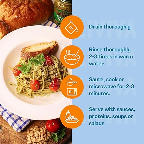 Miniatura 7 de LIVIVA Shirataki Konjac - Fideos de espagueti orgánicos de 6 unidades (110 onzas), aptos para diabéticos, bajos en carbohidratos, bajos en calorías,