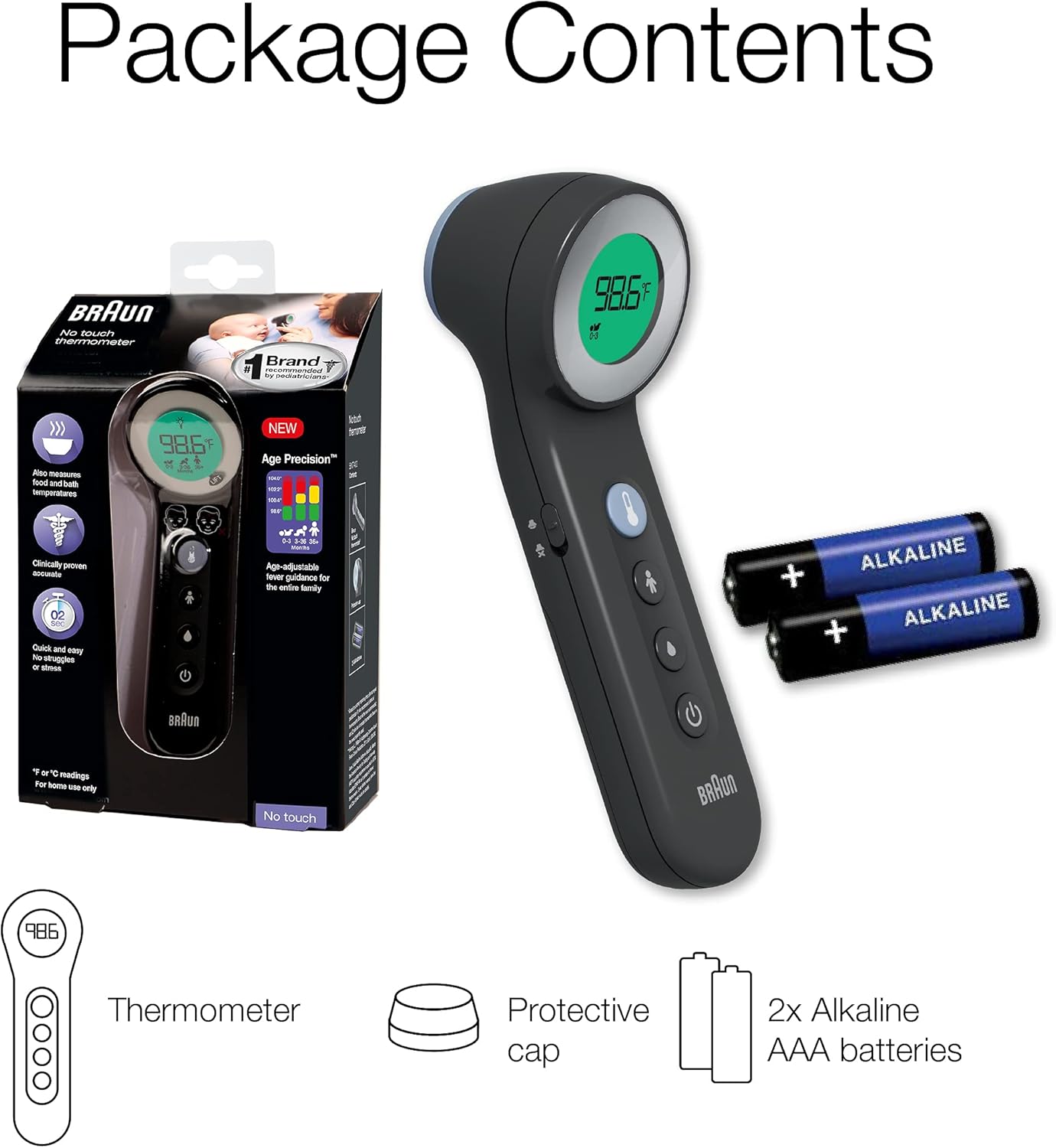 Braun No Touch 3-in-1 Thermometer -  Touchless Thermometer for Adults, Babies, Toddlers and Kids – Fast, Reliable, and Accurate Results : Health & Household