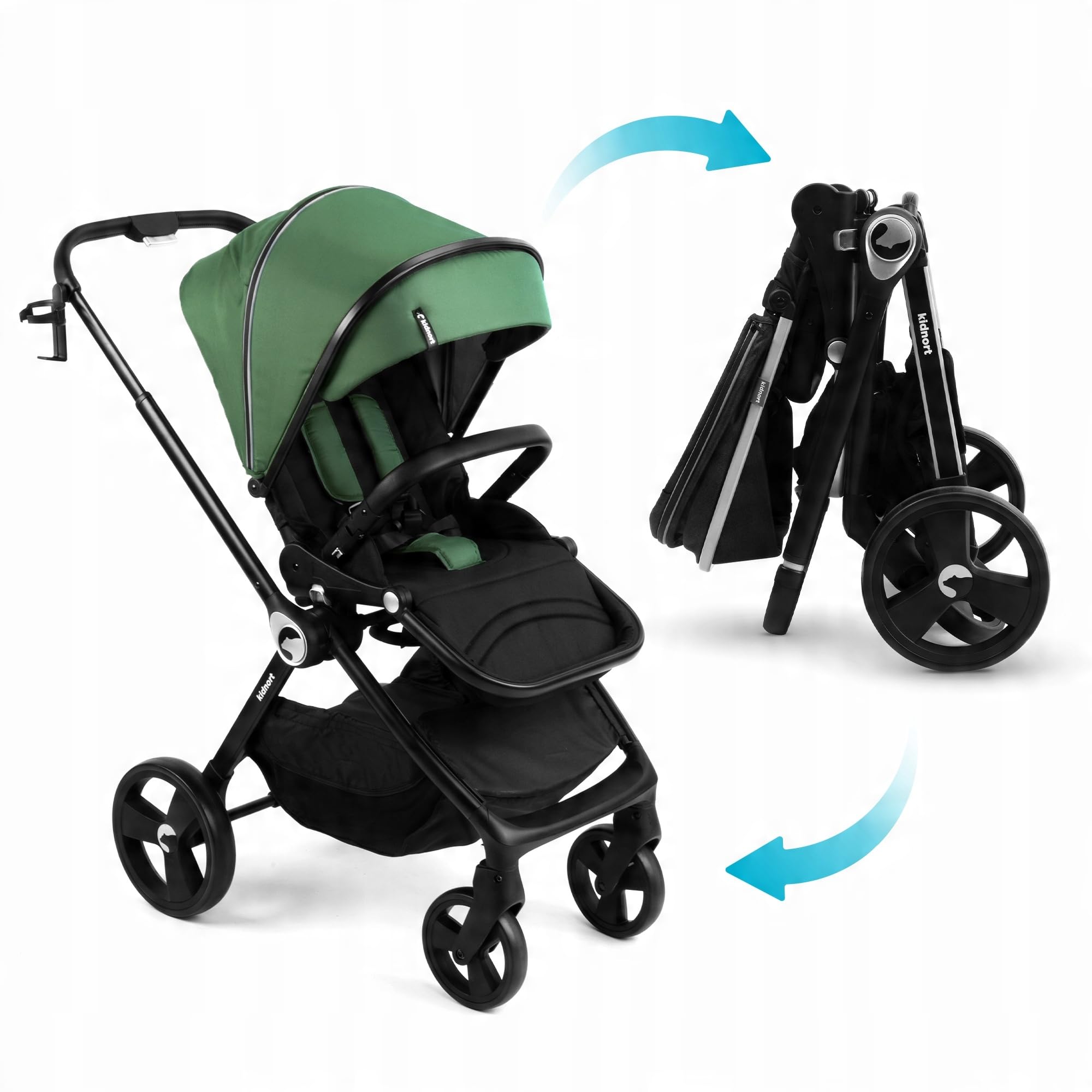 Isbjörn Buggy Passeggino dalla nascita fino a 22 kg – sedile reversibile, ruote a 360°, funzione sdraiata e poggiapiedi, copertura parasole XXL, pieghevole con una sola mano, con parapioggia