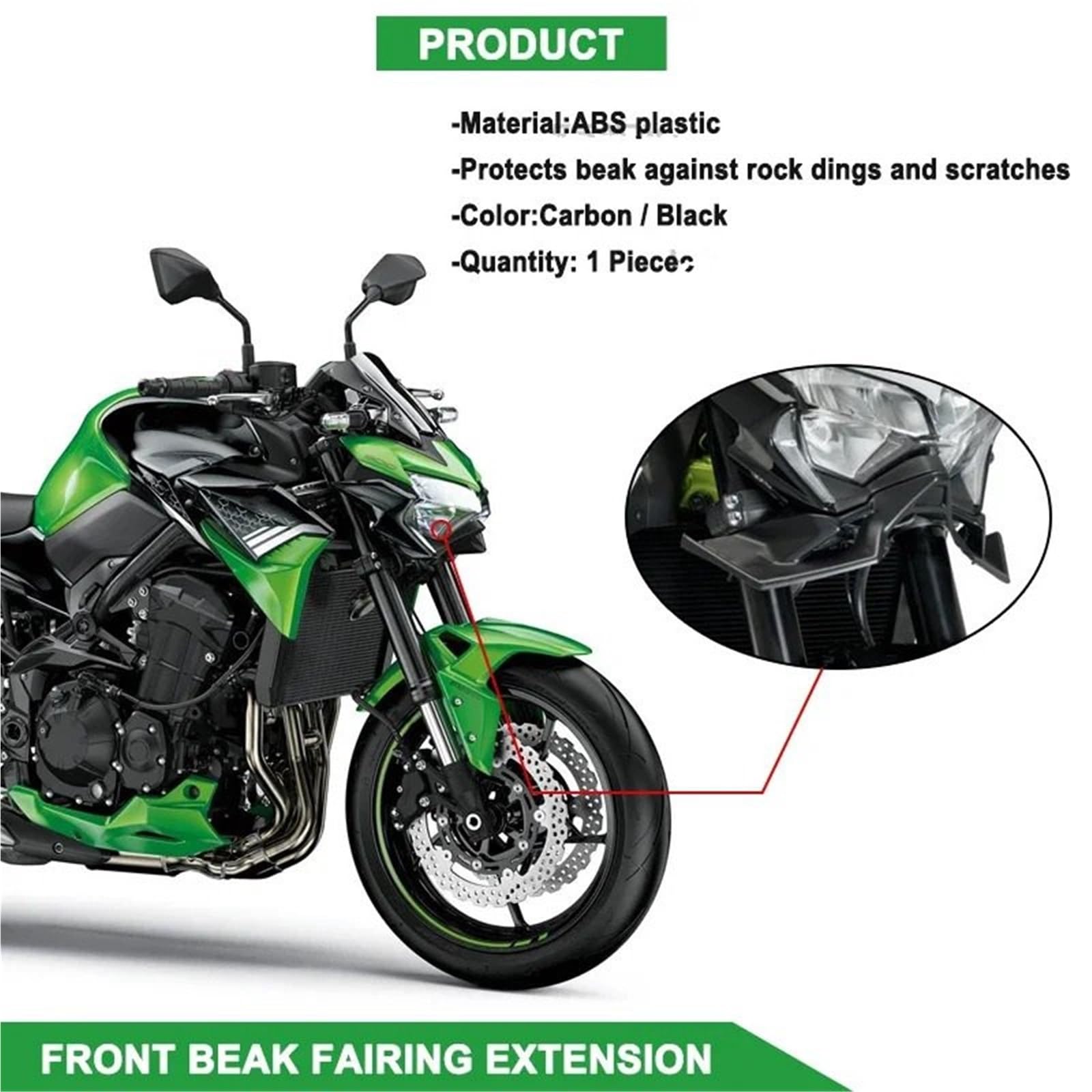 Front Bumper Splitter dachowy Pasuje do Kawasaki Z900 Z 900 2020-2024 Carbon Naked Front Spoiler Winglet Aerodynamiczny zestaw skrzydeł