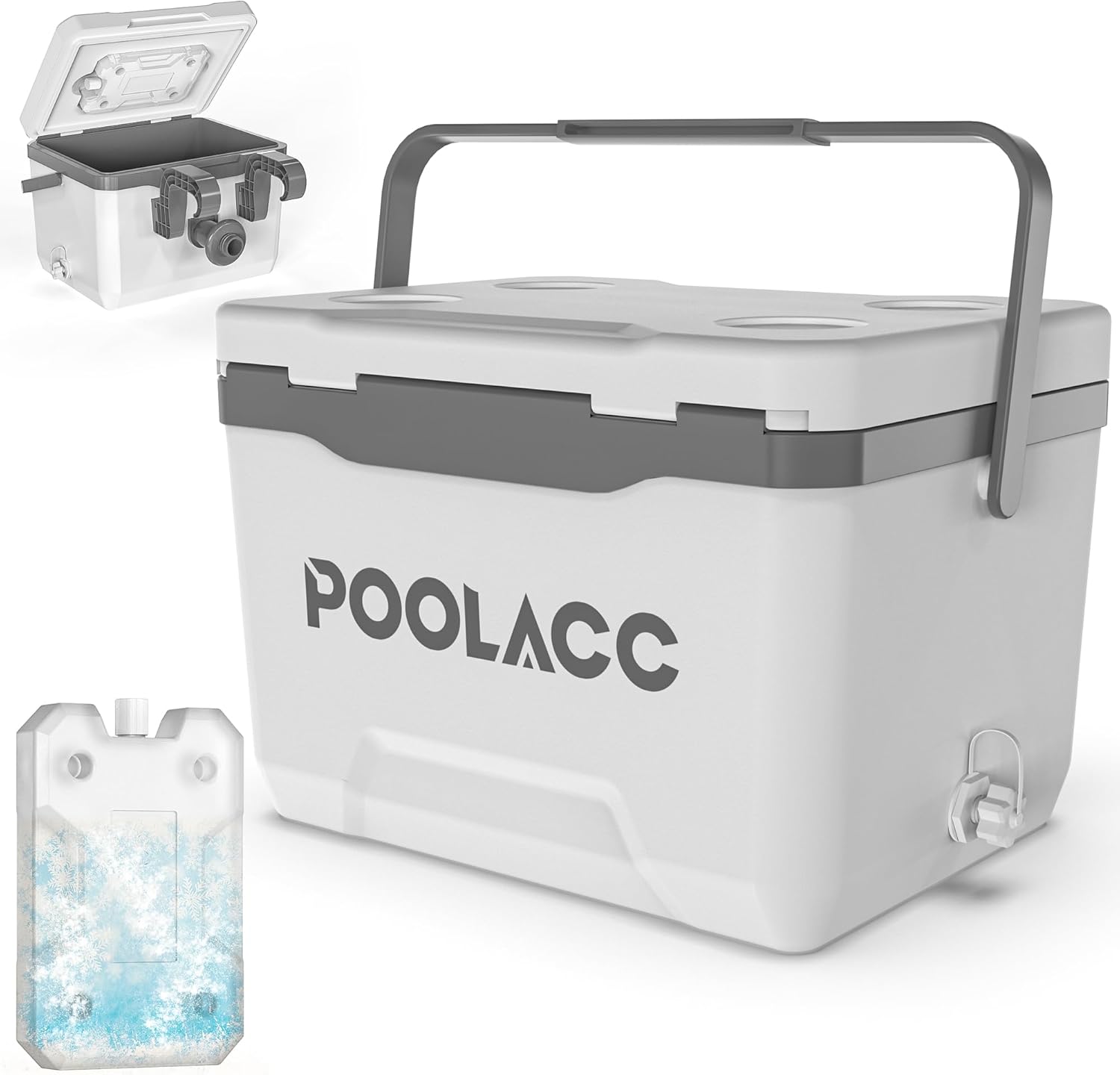 Portable Personal Cooler, Poolside Ice Chest for Above Ground Pool or Spa - Fits Intex Pools, Hard-Sided Cooler with Bonus Ice Pack for Lunch, Drink, Camping, Picnic, Beach, Fishing 13.74qt