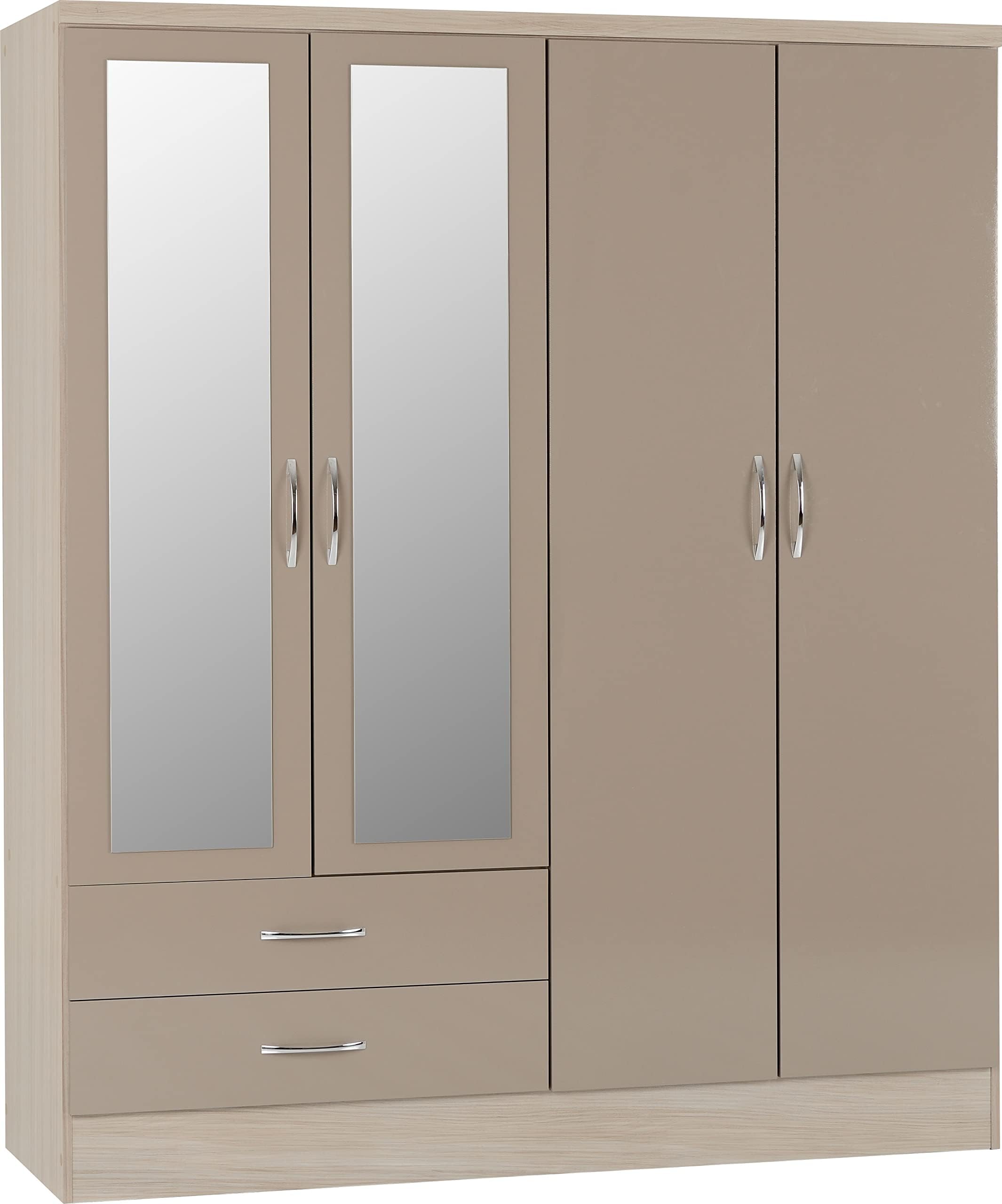 Seconique Nevada 4 Door 2 Drawer Mirrored Wardrobe Sonoma Oak - View #3