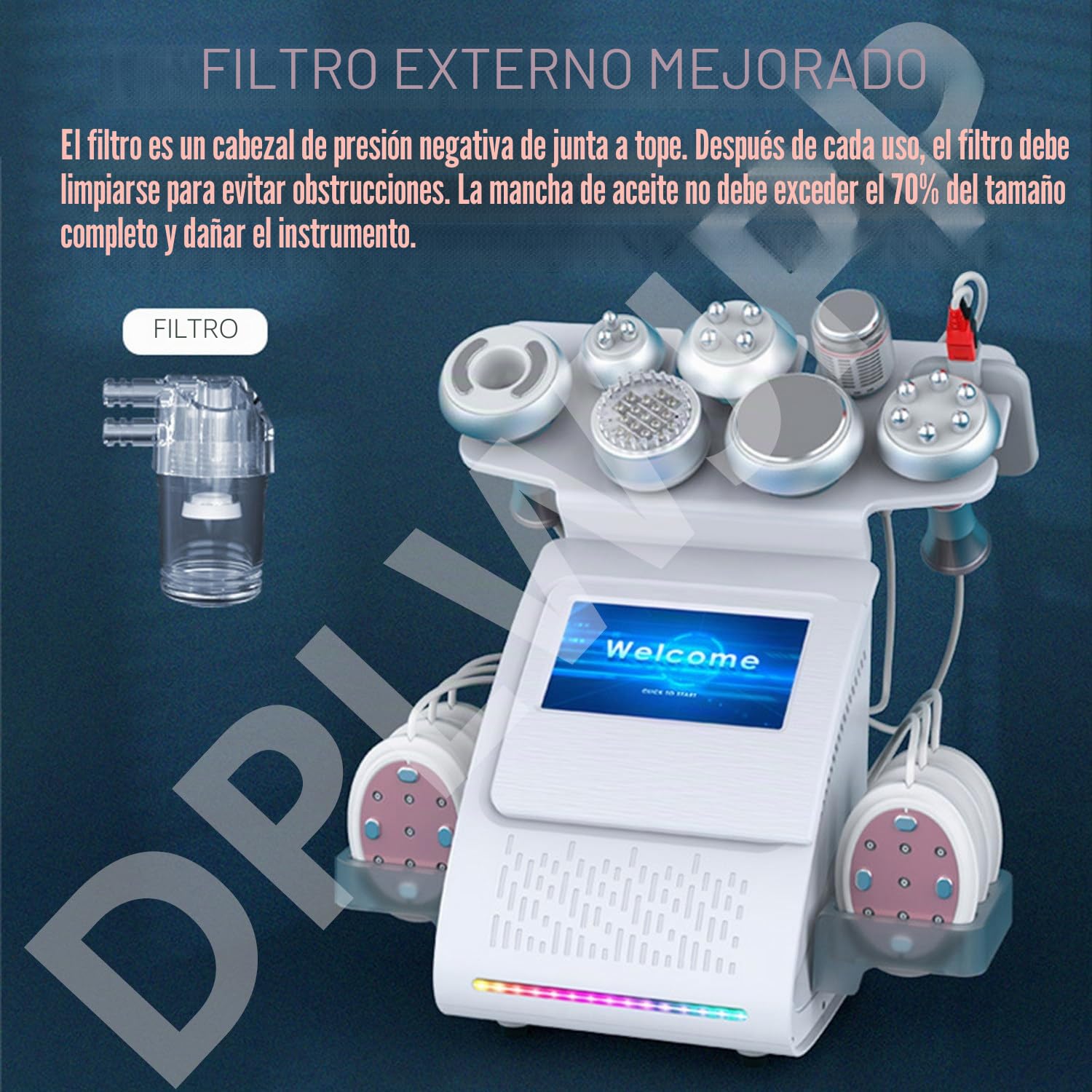 9 En 1 Radiofrecuencia Eliminación de Grasa Corporal Fotorrejuvenecimiento Máquina de Cavitación de 80k Máquina de Pérdida de Peso Dispositivo de Belleza Antiarrugas